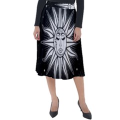 Sun Moon Star Universe Space Classic Velour Midi Skirt  by Ravend