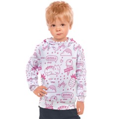 Cute Girly Seamless Pattern Kids  Hooded Pullover