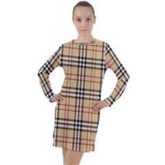 Burberry, Checker, Clothes, Fashion, Pattern Long Sleeve Hoodie Dress