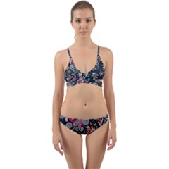 Coorful Flowers Pattern Floral Patterns Wrap Around Bikini Set by nateshop