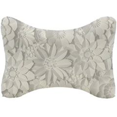 Damask, Desenho, Flowers, Gris Seat Head Rest Cushion