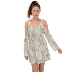 Damask, Desenho, Flowers, Gris Boho Dress