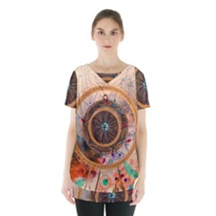 Dreamcatcher, Abstract, Colorful, Colors, Dream, Golden, Vintage Skirt Hem Sports Top by nateshop