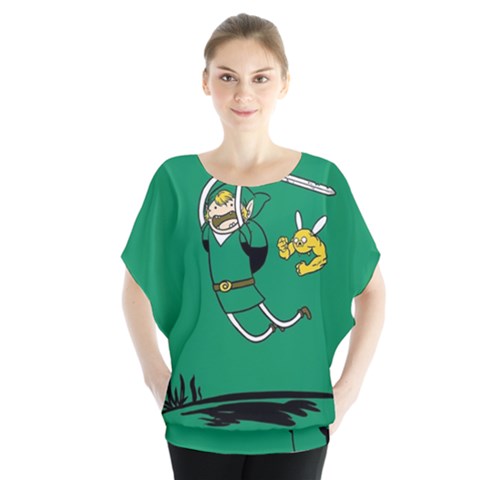 Adventure Time The Legend Of Zelda Batwing Chiffon Blouse by Sarkoni