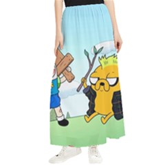 Adventure Time Finn And Jake Cartoon Network Parody Maxi Chiffon Skirt by Sarkoni