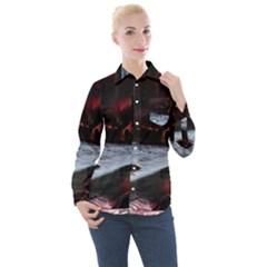 Artistic Creepy Dark Evil Fantasy Halloween Horror Psychedelic Scary Spooky Women s Long Sleeve Pocket Shirt