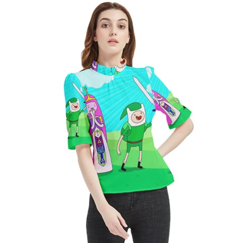 Adventure Time The Legend Of Zelda Parody Frill Neck Blouse by Sarkoni