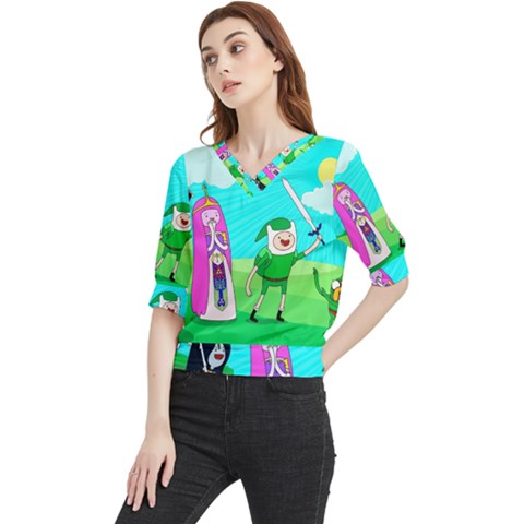 Adventure Time The Legend Of Zelda Parody Quarter Sleeve Blouse by Sarkoni