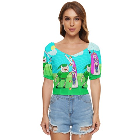 Adventure Time The Legend Of Zelda Parody Button Up Blouse by Sarkoni