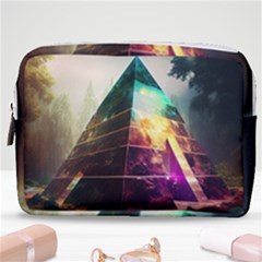 Tropical Forest Jungle Ar Colorful Midjourney Spectrum Trippy Psychedelic Nature Trees Pyramid Make Up Pouch (medium) by Sarkoni