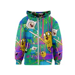 Jake And Finn Adventure Time Landscape Forest Saturation Kids  Zipper Hoodie by Sarkoni