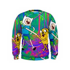 Jake And Finn Adventure Time Landscape Forest Saturation Kids  Sweatshirt by Sarkoni