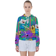 Jake And Finn Adventure Time Landscape Forest Saturation Women s Tie Up Sweat by Sarkoni