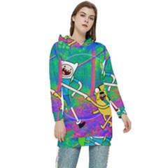 Jake And Finn Adventure Time Landscape Forest Saturation Women s Long Oversized Pullover Hoodie by Sarkoni