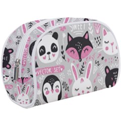 Big Set With Cute Cartoon Animals Bear Panda Bunny Penguin Cat Fox Make Up Case (large)