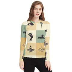 Egyptian Flat Style Icons Women s Long Sleeve Rash Guard by Bedest