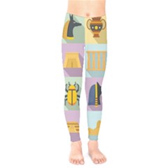 Egypt Icons Set Flat Style Kids  Leggings