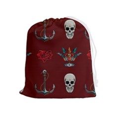 Tattoo Old School Background Pattern Drawstring Pouch (xl) by Bedest