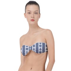 Nautical Seamless Pattern Vector Illustration Classic Bandeau Bikini Top 