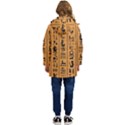 Egyptian Hieroglyphs Ancient Egypt Letters Papyrus Background Vector Old Egyptian Hieroglyph Writing Kids  Hooded Longline Puffer Jacket View4