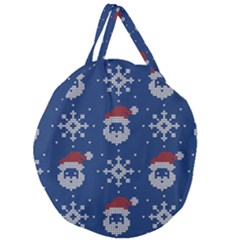 Santa Clauses Wallpaper Giant Round Zipper Tote by artworkshop