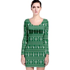 Wallpaper Ugly Sweater Backgrounds Christmas Long Sleeve Velvet Bodycon Dress