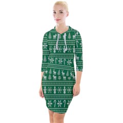 Wallpaper Ugly Sweater Backgrounds Christmas Quarter Sleeve Hood Bodycon Dress by artworkshop