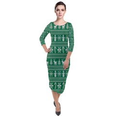 Wallpaper Ugly Sweater Backgrounds Christmas Quarter Sleeve Midi Velour Bodycon Dress