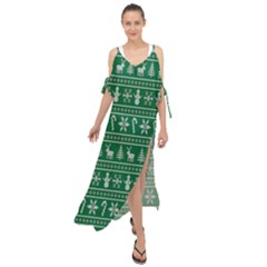 Wallpaper Ugly Sweater Backgrounds Christmas Maxi Chiffon Cover Up Dress