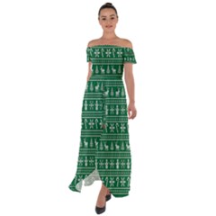 Wallpaper Ugly Sweater Backgrounds Christmas Off Shoulder Open Front Chiffon Dress