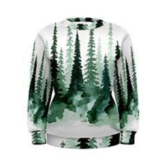 Tree Watercolor Painting Pine Forest Women s Sweatshirt