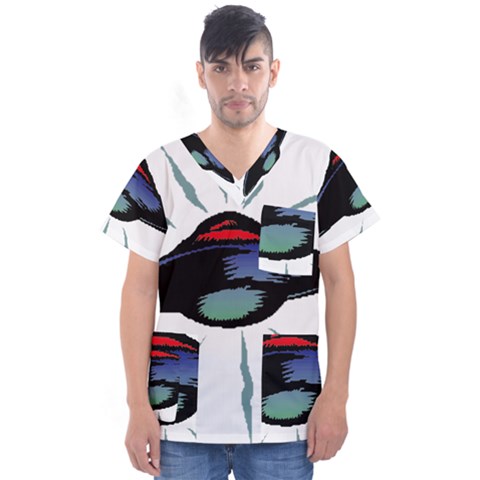 Alien Unidentified Flying Object Ufo Men s V-neck Scrub Top by Sarkoni