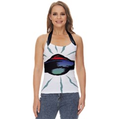 Alien Unidentified Flying Object Ufo Basic Halter Top by Sarkoni