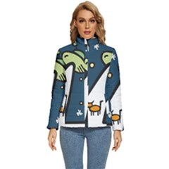 Ufo Alien Unidentified Flying Object Women s Puffer Bubble Jacket Coat