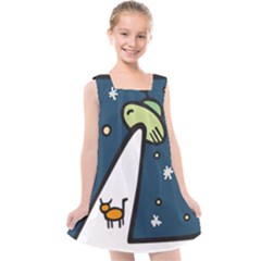 Ufo Alien Unidentified Flying Object Kids  Cross Back Dress by Sarkoni