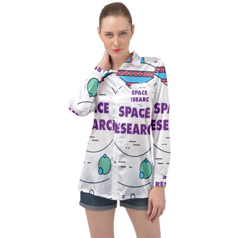 Unidentified Flying Object Ufo Space Outer Long Sleeve Satin Shirt by Sarkoni