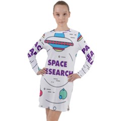 Unidentified Flying Object Ufo Space Outer Long Sleeve Hoodie Dress by Sarkoni