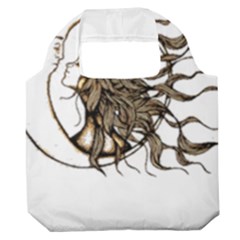 Psychedelic Art Drawing Sun And Moon Head Fictional Character Premium Foldable Grocery Recycle Bag by Sarkoni