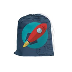 Rocket With Science Related Icons Image Drawstring Pouch (large)