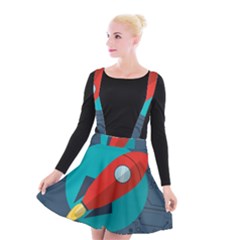 Rocket With Science Related Icons Image Suspender Skater Skirt