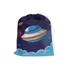 Ufo Alien Spaceship Galaxy Drawstring Pouch (large)