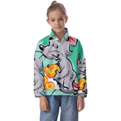 Mouse Cheese Tail Rat Mice Hole Kids  Half Zip Hoodie by Sarkoni