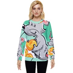 Mouse Cheese Tail Rat Mice Hole Hidden Pocket Sweatshirt by Sarkoni