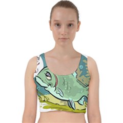 Fish Hook Worm Bait Water Hobby Velvet Racer Back Crop Top by Sarkoni