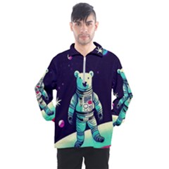 Bear Astronaut Futuristic Men s Half Zip Pullover by Bedest