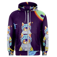 Cat Astronaut Space Retro Universe Men s Zipper Hoodie by Bedest