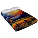 Rural Farm Fence Pathway Sunset Fitted Sheet (California King Size) View2