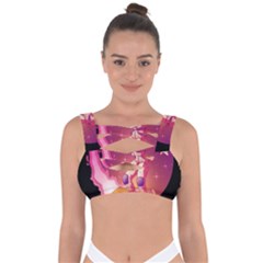 Astronaut Spacesuit Standing Surfboard Surfing Milky Way Stars Bandaged Up Bikini Top by Ndabl3x