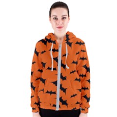 Halloween Card With Bats Flying Pattern Women s Zipper Hoodie by Hannah976