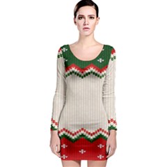 Merry Christmas Happy New Year Long Sleeve Bodycon Dress